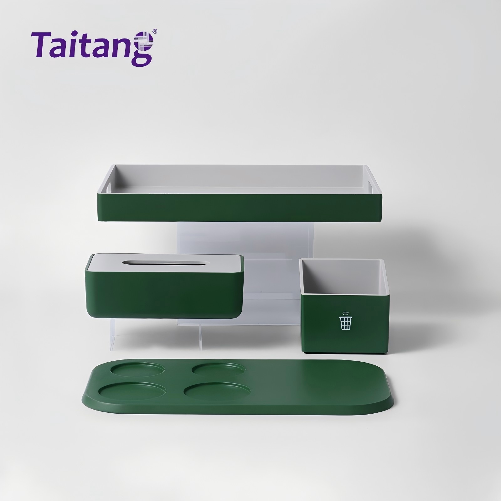 森屿日光  墨绿色耐热树脂客杂摆件套装